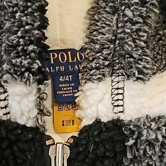 Polo Ralph Lauren black and white checkered hooded jacket size 4T - Picture 2 of 11